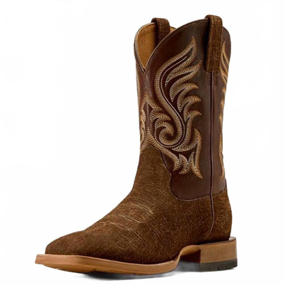 NEW ARIAT men's cattle call hippo print square toe boot in antique tan